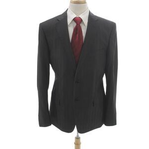 Versace Collection Mens Black Striped 2 Piece Suit Jacket Viscose Size 52